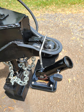 Load image into Gallery viewer, The Journeyman Single Camper Flag Mount, mounted to trailer hitch.