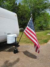 Load image into Gallery viewer, Example 3 of the Journeyman single Camper Flag Mount.