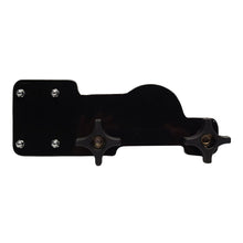 Load image into Gallery viewer, Rear view of the precision-machined aluminum mounting plate for a single RV hitch coupler flag holder.
